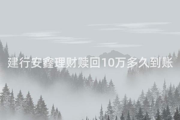 建行安鑫理财赎回10万多久到账